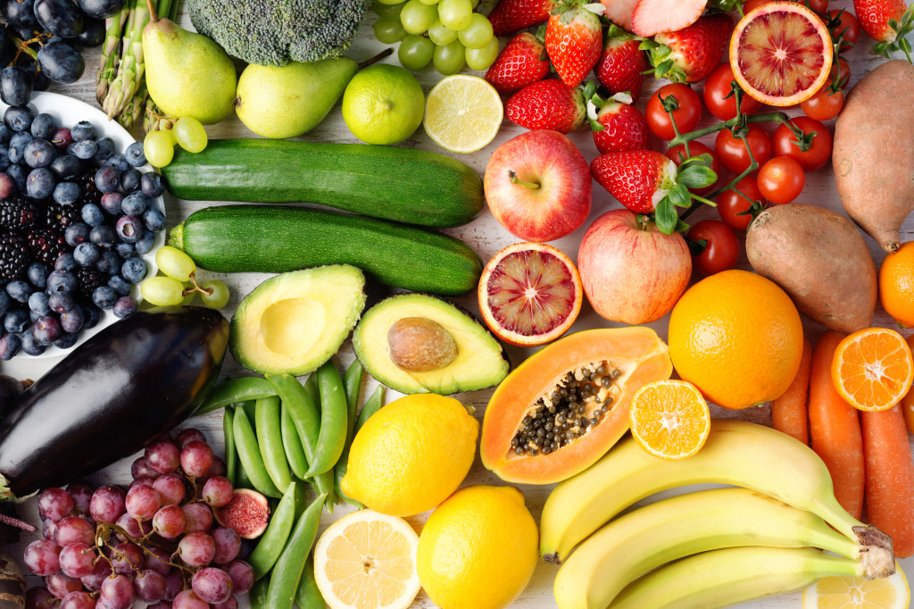Assortment of Fruits and Vegetables jigsaw puzzle in Puzzle of the Day puzzles on TheJigsawPuzzles.com
