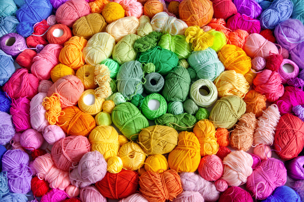 Colorful Balls of Wool and Cotton Yarn jigsaw puzzle in Puzzle du jour puzzles on TheJigsawPuzzles.com