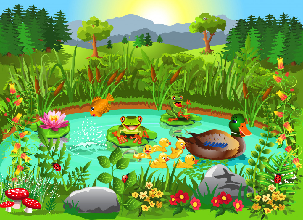 Duck Pond jigsaw puzzle in Animals puzzles on TheJigsawPuzzles.com