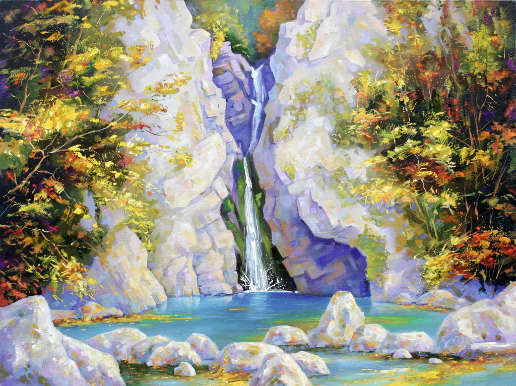Waterfall on the River Agura jigsaw puzzle in Chutes d'eau puzzles on TheJigsawPuzzles.com