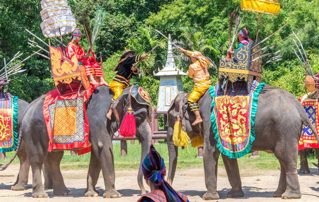 Elephant Show in Nakhon Pathom, Thailand jigsaw puzzle in People puzzles on TheJigsawPuzzles.com