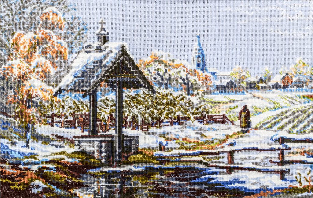 Вышитый зимний пейзаж jigsaw puzzle in Рукоделие puzzles on TheJigsawPuzzles.com