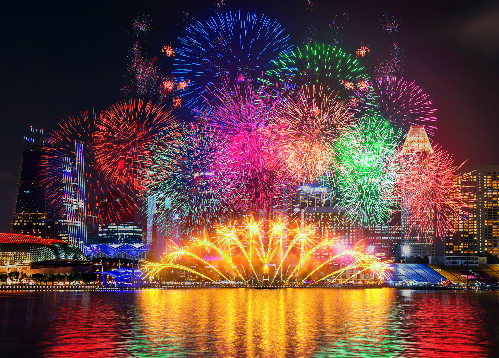 Firework Display in Singapore jigsaw puzzle in Paysages urbains puzzles on TheJigsawPuzzles.com