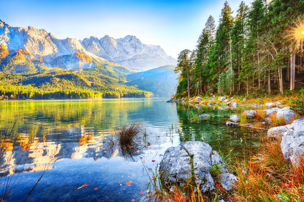 Eibsee Lake, Bavarian Alps jigsaw puzzle in Puzzle du jour puzzles on TheJigsawPuzzles.com