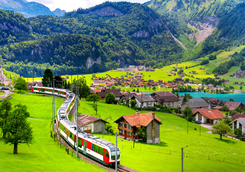 Village Lungern, Swiss Alps jigsaw puzzle in Puzzle of the Day puzzles on TheJigsawPuzzles.com
