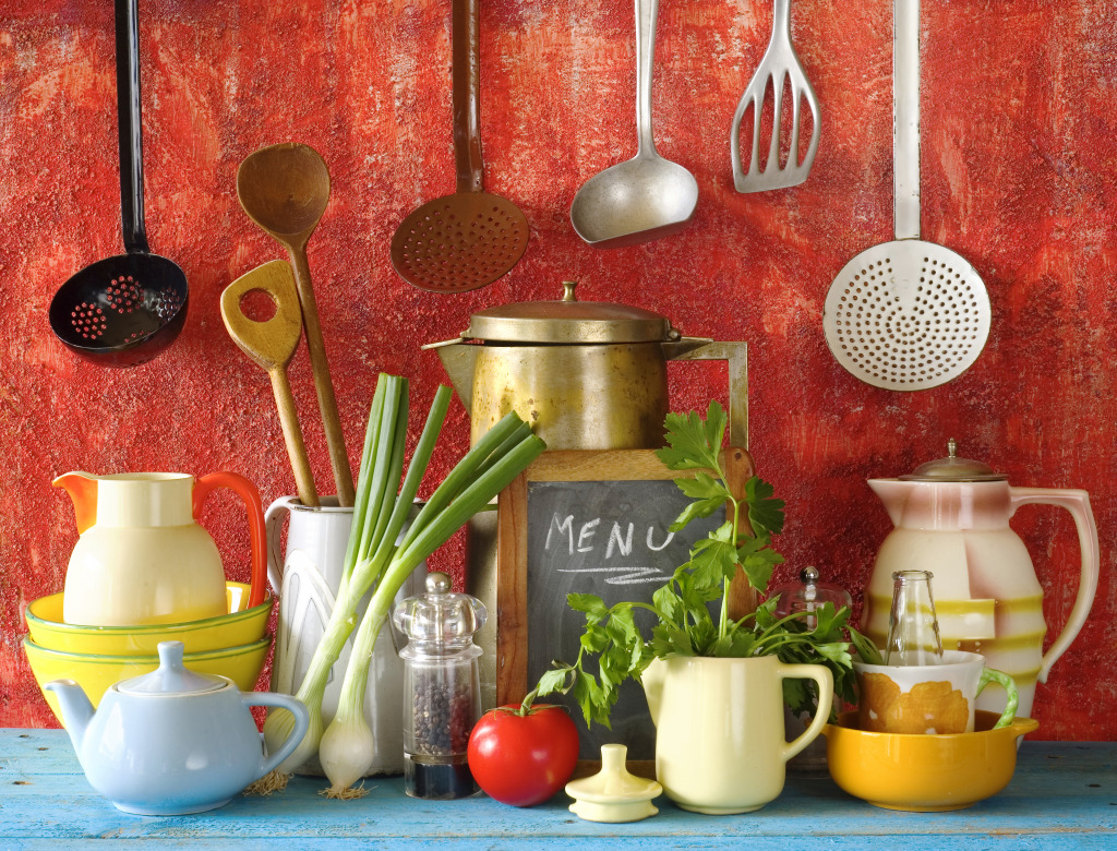 Vintage Kitchen Utensils jigsaw puzzle in Food & Bakery puzzles on TheJigsawPuzzles.com