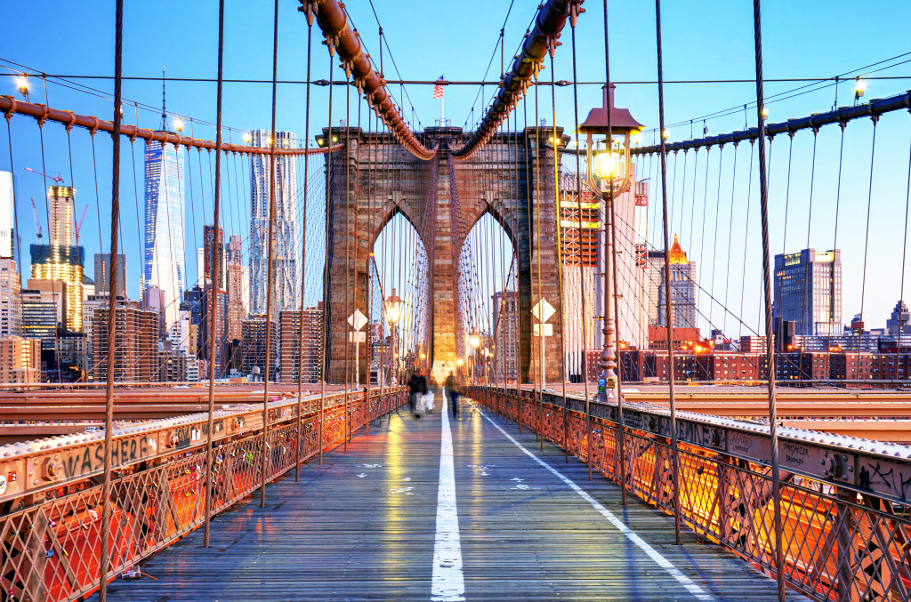 Бруклинский мост, Нью-Йорк jigsaw puzzle in Мосты puzzles on TheJigsawPuzzles.com