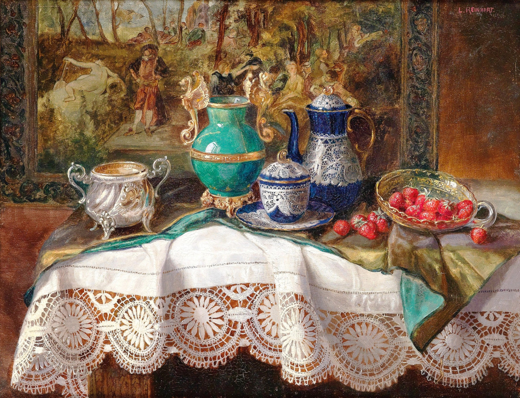 Still Life with Antiquities and Strawberries jigsaw puzzle in Piece of Art puzzles on TheJigsawPuzzles.com