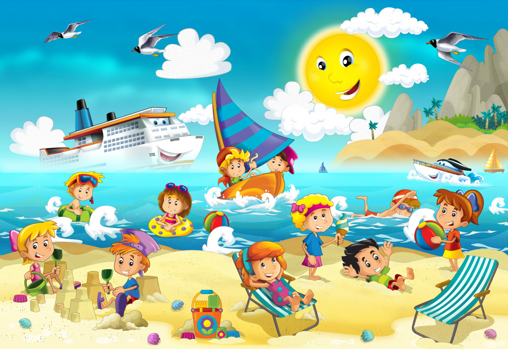 Beach Fun jigsaw puzzle in Kids Puzzles puzzles on TheJigsawPuzzles.com