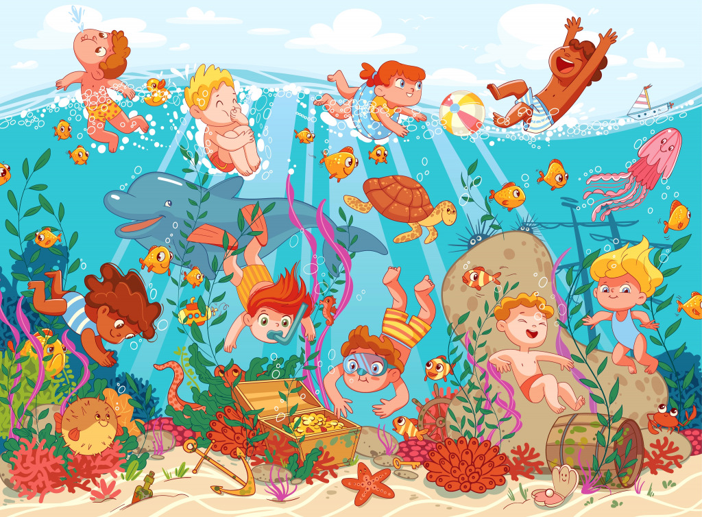 Kid Divers jigsaw puzzle in Kids Puzzles puzzles on TheJigsawPuzzles.com