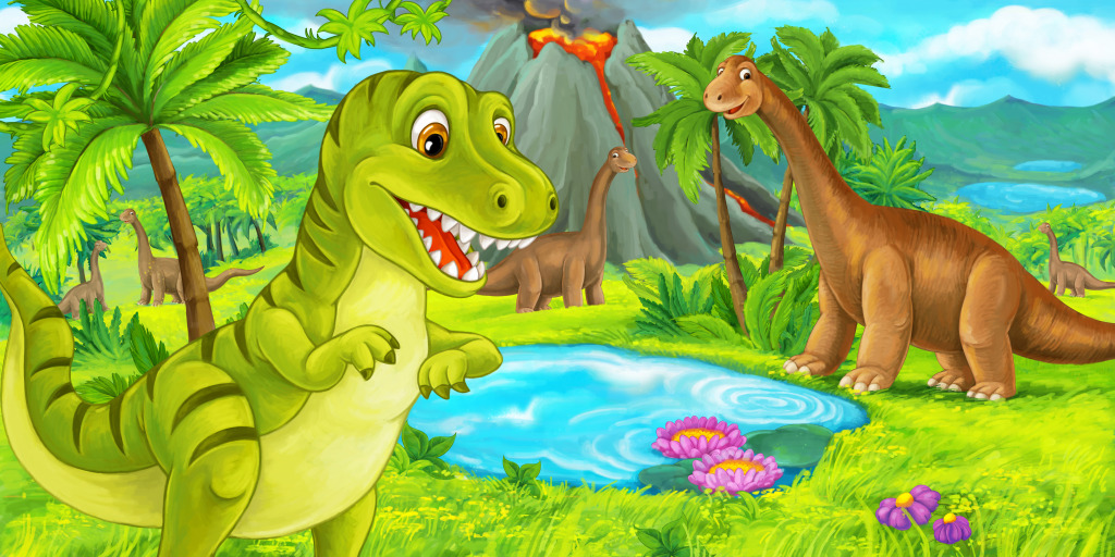 Happy Dinosaurs jigsaw puzzle in Kids Puzzles puzzles on TheJigsawPuzzles.com