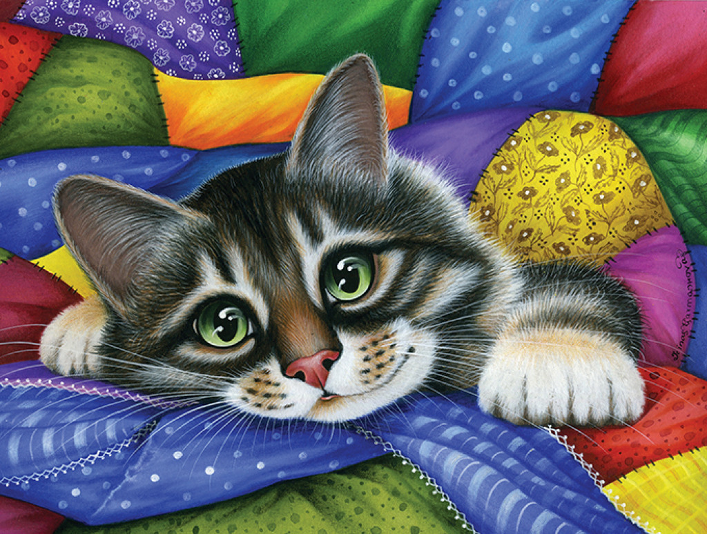 Kitten on Quilt jigsaw puzzle in Janice Paulsen puzzles on TheJigsawPuzzles.com