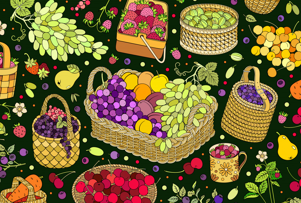 Фрукты, овощи и ягоды в корзинах jigsaw puzzle in Фрукты и Овощи puzzles on TheJigsawPuzzles.com
