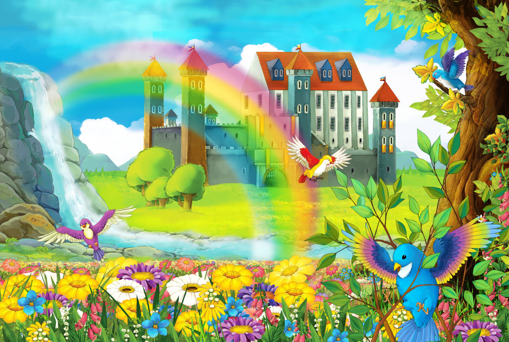 Märchenlandschaft mit Schloss jigsaw puzzle in Schlösser puzzles on TheJigsawPuzzles.com