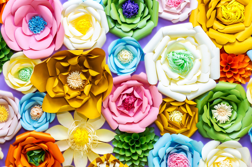 Colorful Paper Flowers jigsaw puzzle in Handmade puzzles on TheJigsawPuzzles.com