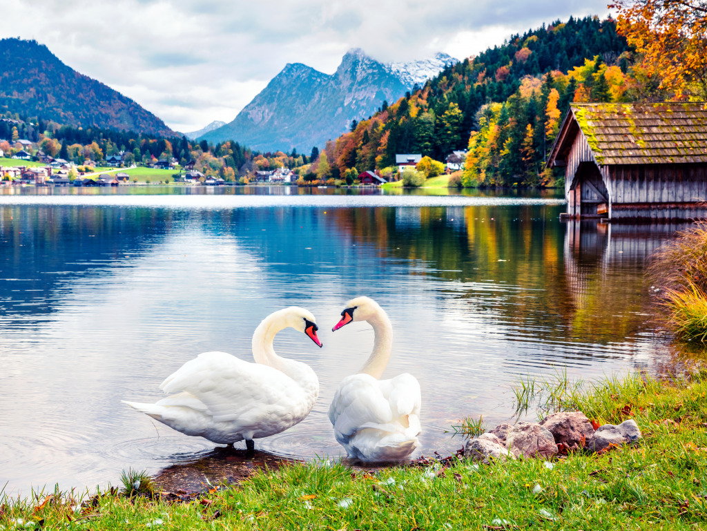 Grundlsee Lake, Austrian Alps jigsaw puzzle in Animals puzzles on TheJigsawPuzzles.com