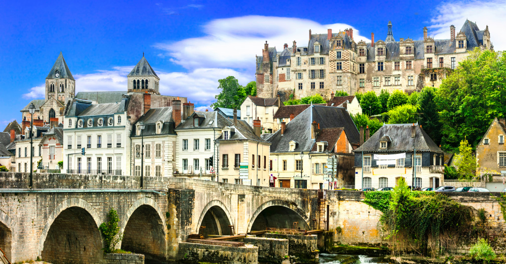 Mittelalterliche Stadt Saint-Aignan, Frankreich jigsaw puzzle in Brücken puzzles on TheJigsawPuzzles.com