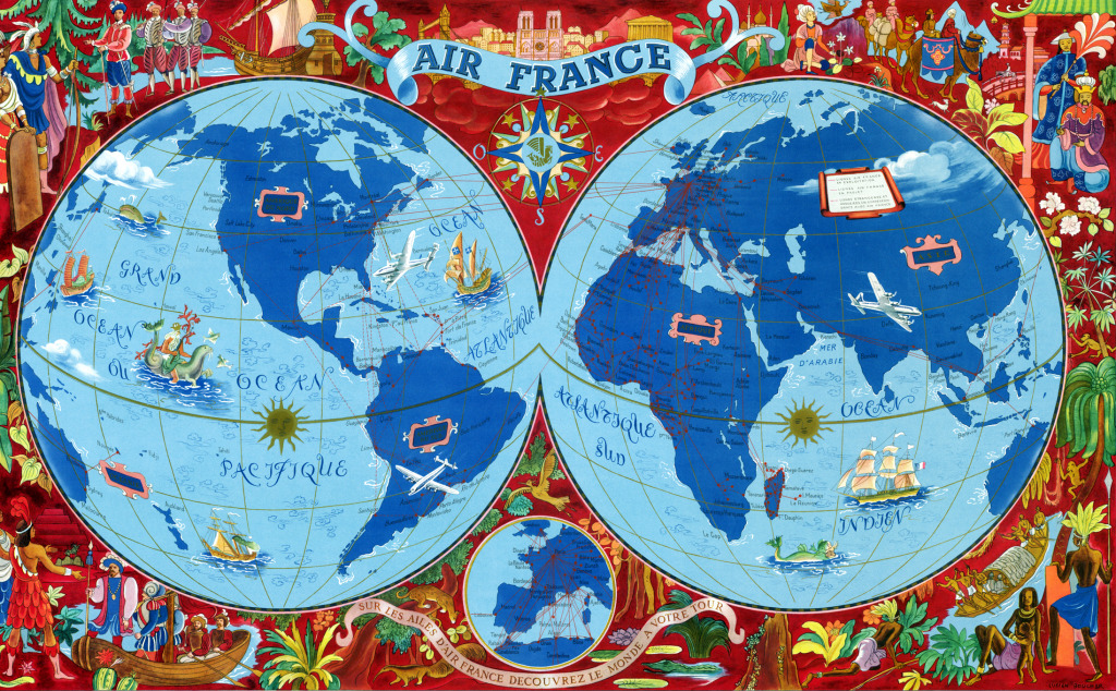 Carte du monde Air France jigsaw puzzle in Aviation puzzles on TheJigsawPuzzles.com