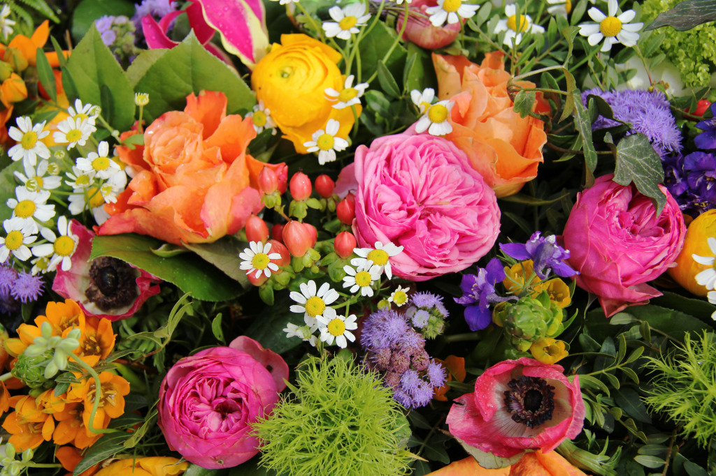 Mixed Flowers Bouquet jigsaw puzzle in Puzzle of the Day puzzles on TheJigsawPuzzles.com