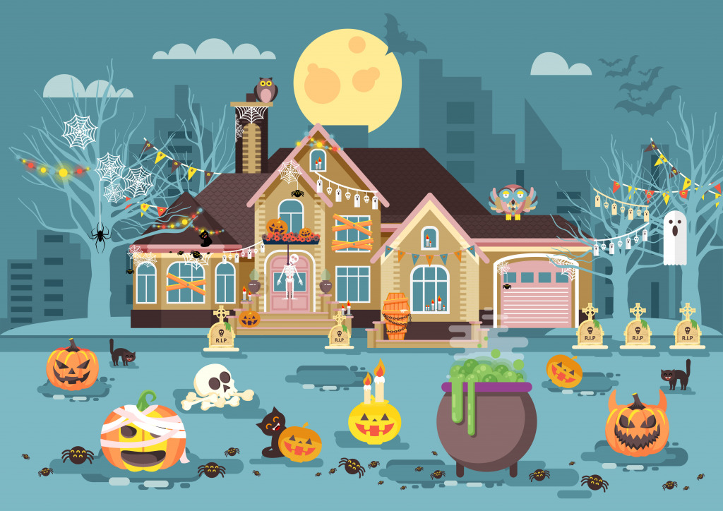 Дом с привидениями jigsaw puzzle in Хэллоуин puzzles on TheJigsawPuzzles.com