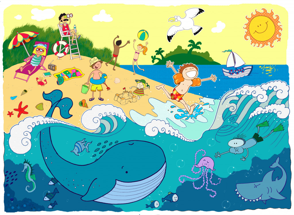 Happy Day at the Sea jigsaw puzzle in Kids Puzzles puzzles on TheJigsawPuzzles.com