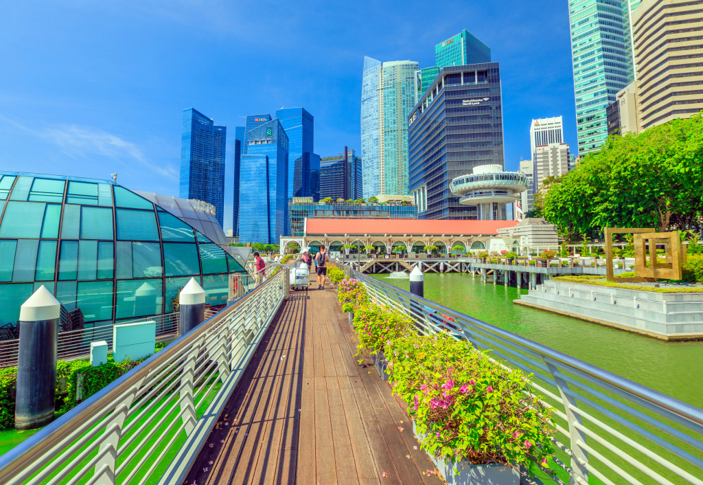 Marina Bay Promenade, Singapour jigsaw puzzle in Paysages urbains puzzles on TheJigsawPuzzles.com