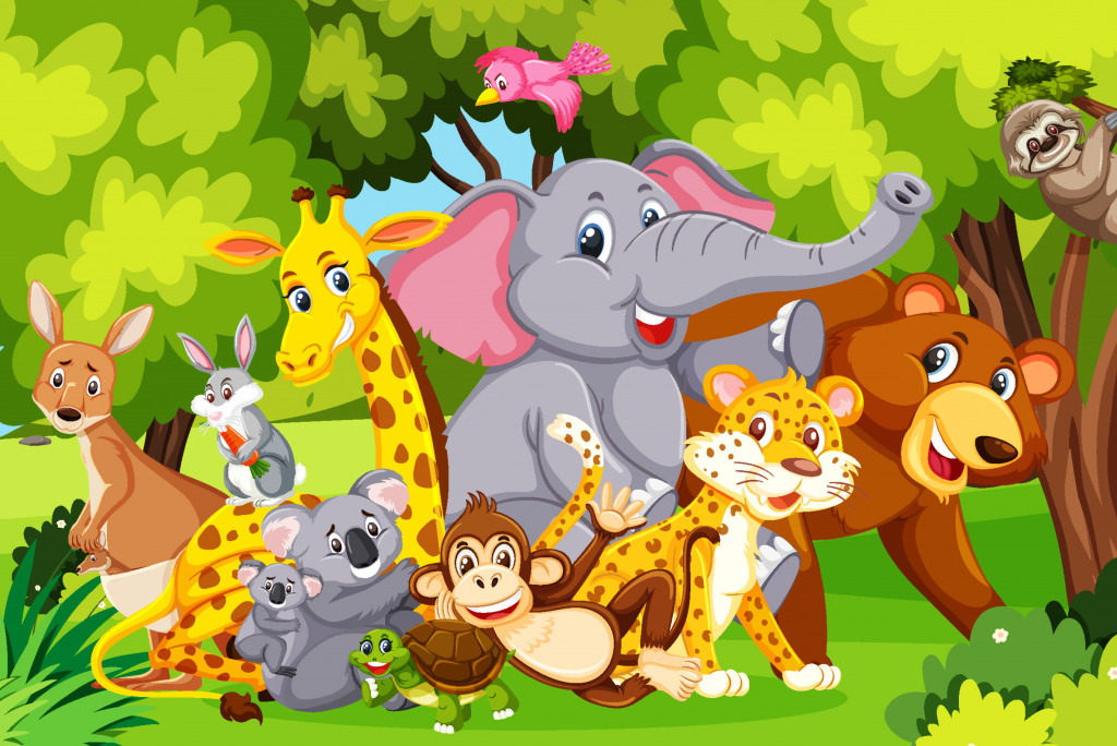 Wild Animals in the Park jigsaw puzzle in Animals puzzles on TheJigsawPuzzles.com