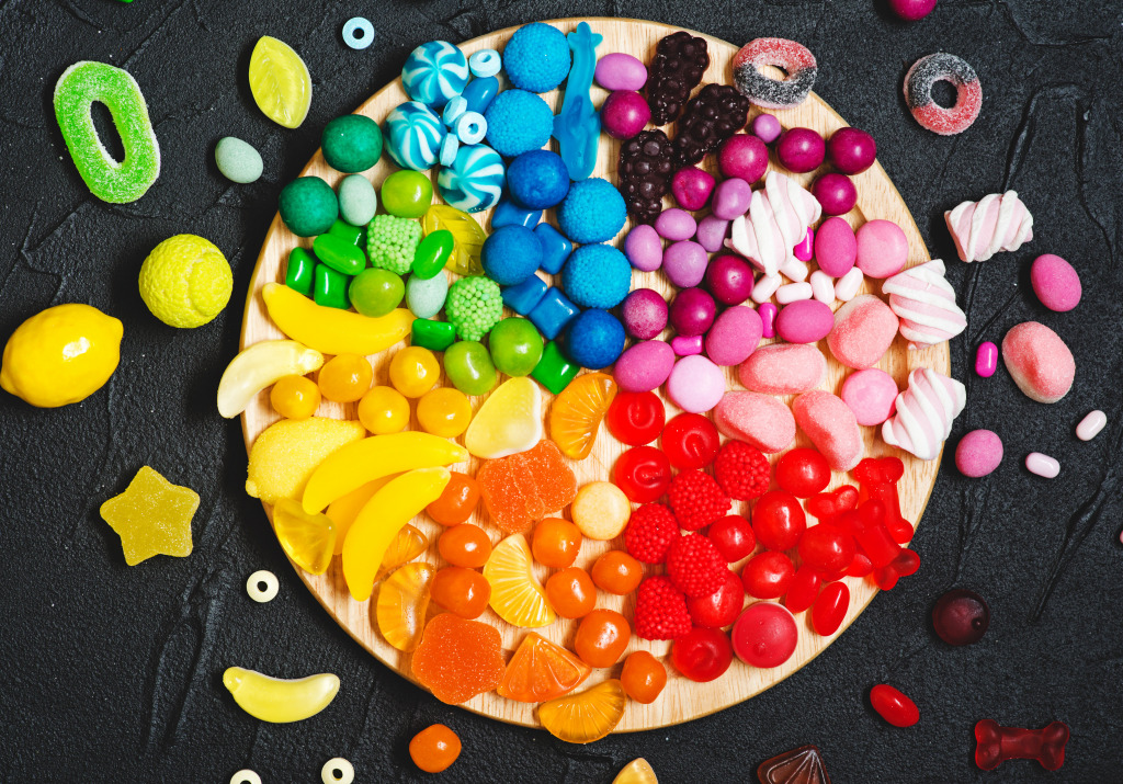 Bonbons de couleur arc-en-ciel jigsaw puzzle in Nourriture et boulangerie puzzles on TheJigsawPuzzles.com
