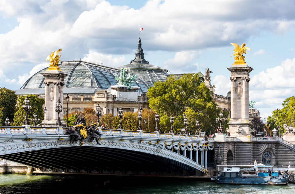 Pont Alexandre III und Grand Palais, Paris jigsaw puzzle in Brücken puzzles on TheJigsawPuzzles.com