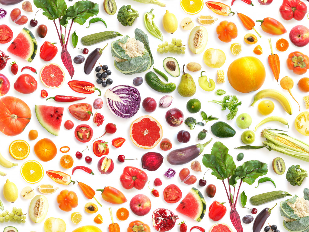 Regenbogen der Früchte und Gemüse jigsaw puzzle in Obst & Gemüse puzzles on TheJigsawPuzzles.com