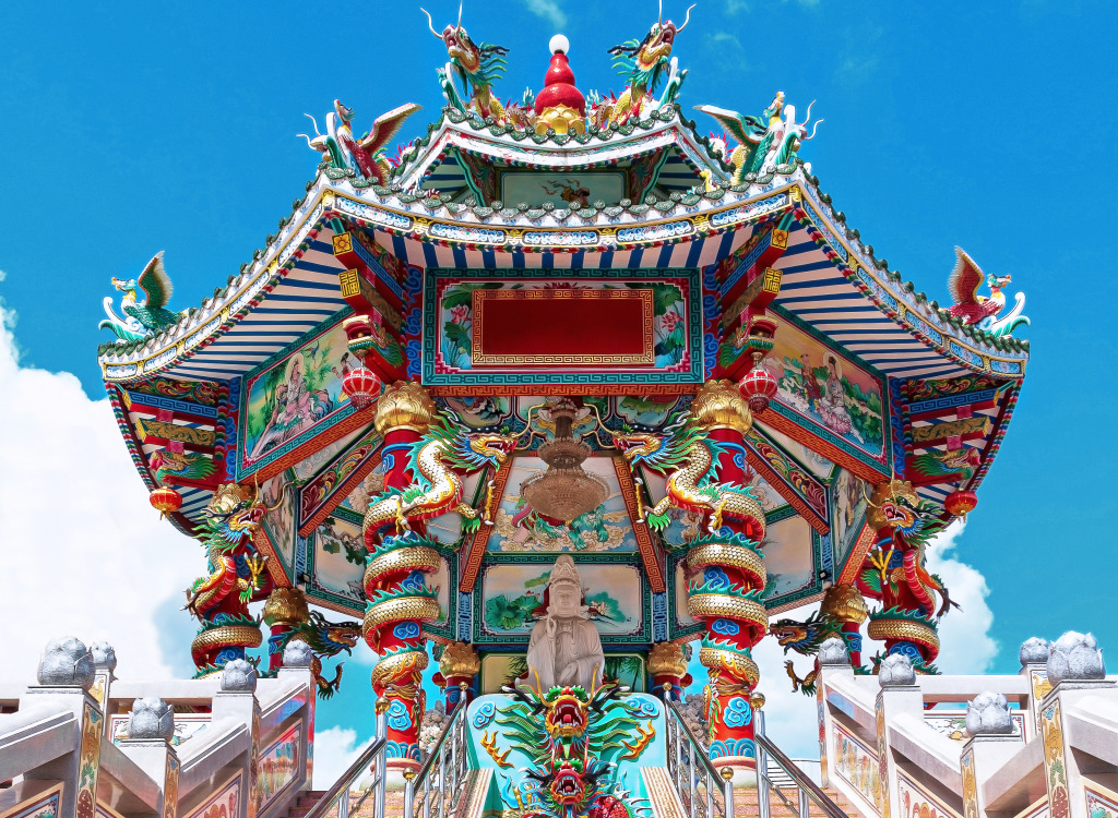 Chinese Temple in Ubon Ratchathani, Thailand jigsaw puzzle in Puzzle of the Day puzzles on TheJigsawPuzzles.com