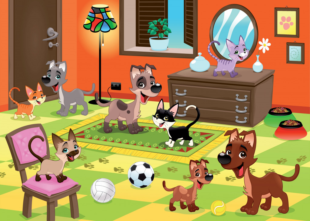 Famille d’animaux de compagnie jigsaw puzzle in Puzzles pour enfants puzzles on TheJigsawPuzzles.com