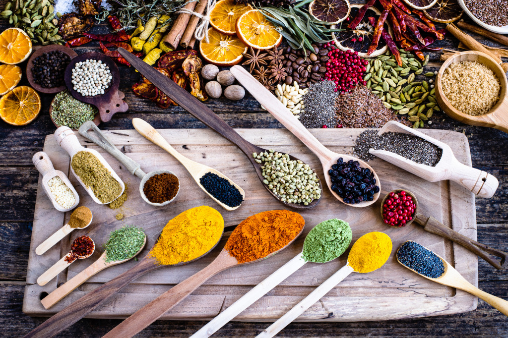 Spices, Herbs and Dried Fruits jigsaw puzzle in Food & Bakery puzzles on TheJigsawPuzzles.com