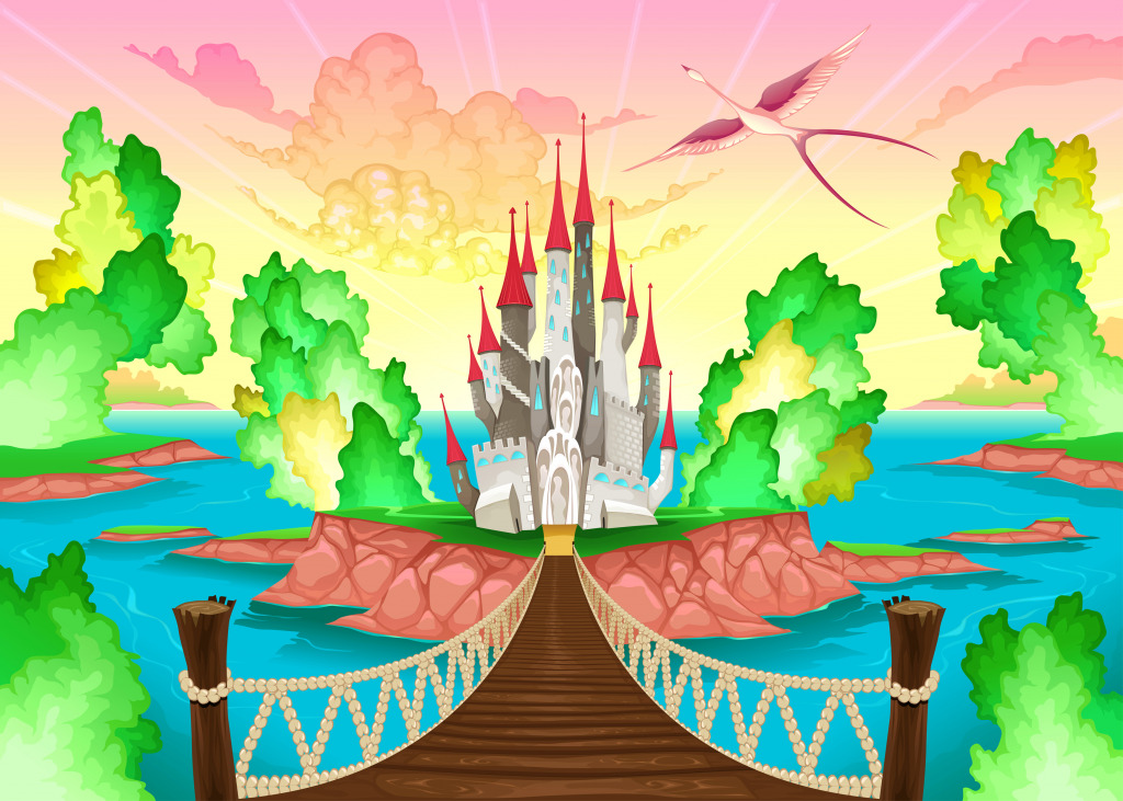 Fantasy Landscape with a Castle jigsaw puzzle in Castles puzzles on TheJigsawPuzzles.com