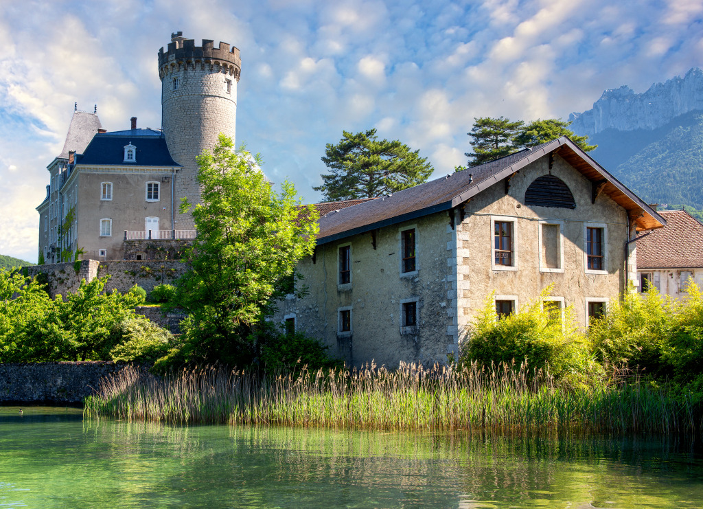 Medieval Castle on Annecy Lake, France jigsaw puzzle in Castles puzzles ...