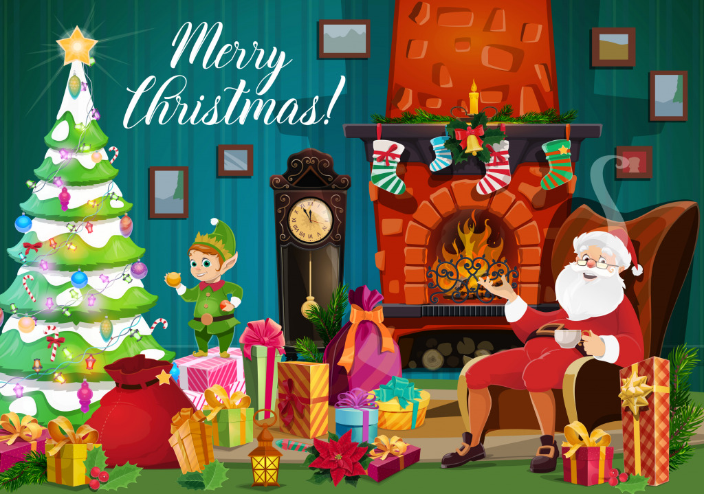 Der Weihnachtsmann brachte Geschenke mit jigsaw puzzle in Weihnachten & Neujahr puzzles on TheJigsawPuzzles.com