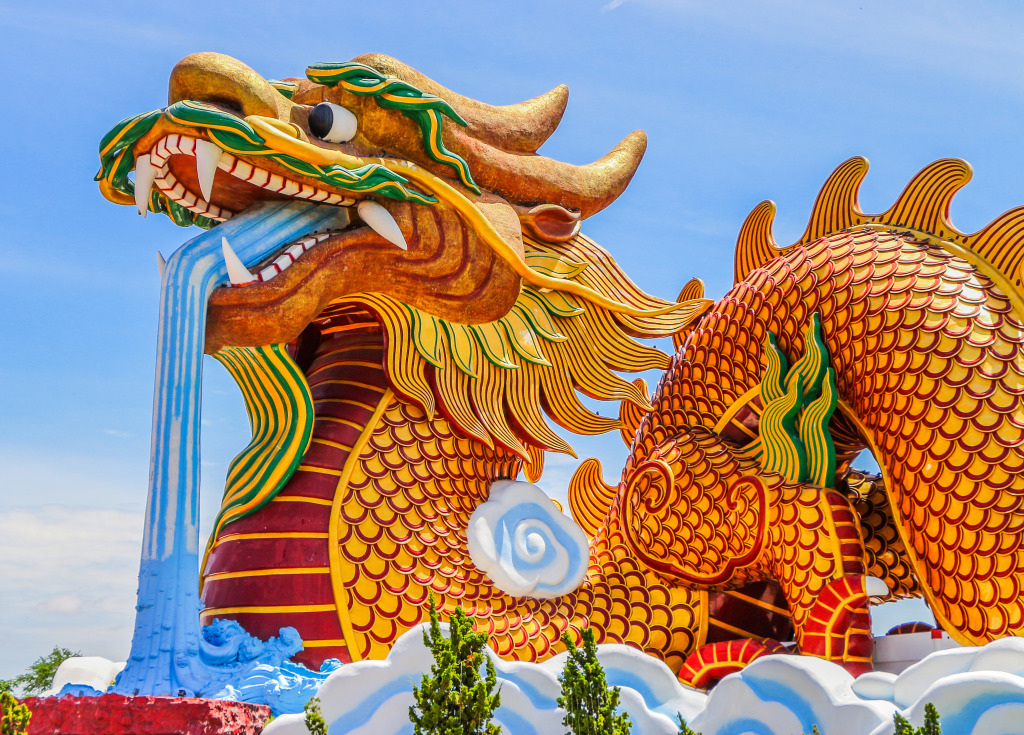 Dragon du temple chinois jigsaw puzzle in Animaux puzzles on TheJigsawPuzzles.com