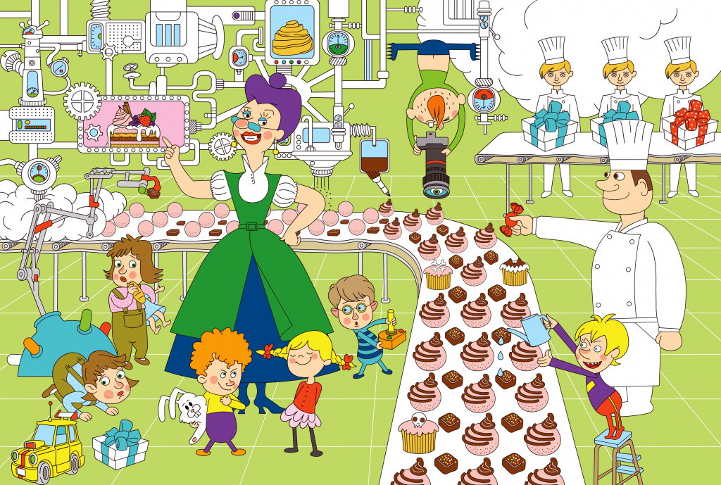 Crianças em uma Fábrica de Chocolate jigsaw puzzle in Infantil puzzles on TheJigsawPuzzles.com