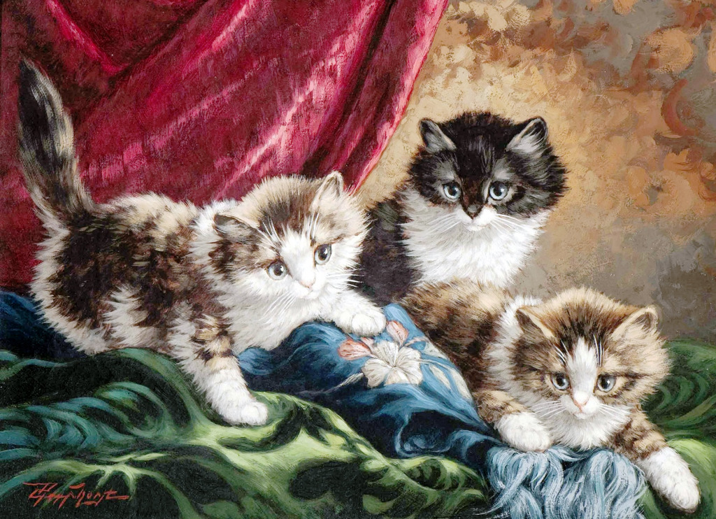 Three kittens jigsaw puzzle in Puzzle of the Day puzzles on TheJigsawPuzzles.com
