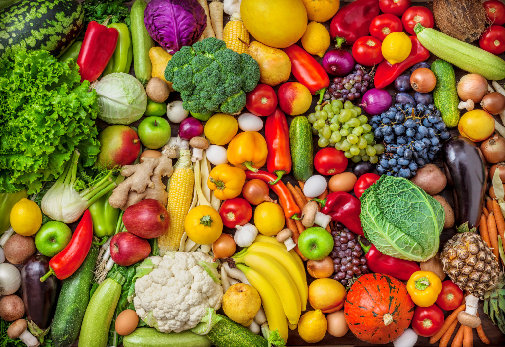 Mélange de légumes et de fruits jigsaw puzzle in Fruits & Légumes puzzles on TheJigsawPuzzles.com