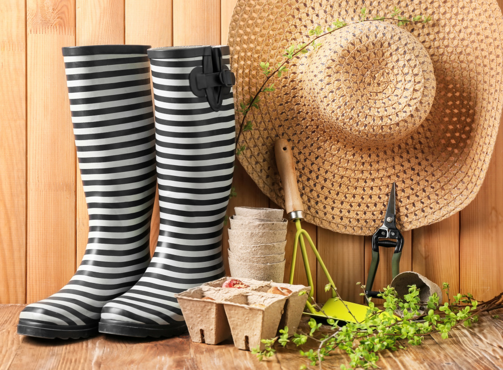 Rubber Boots and Gardening Tools jigsaw puzzle in Macro puzzles on TheJigsawPuzzles.com