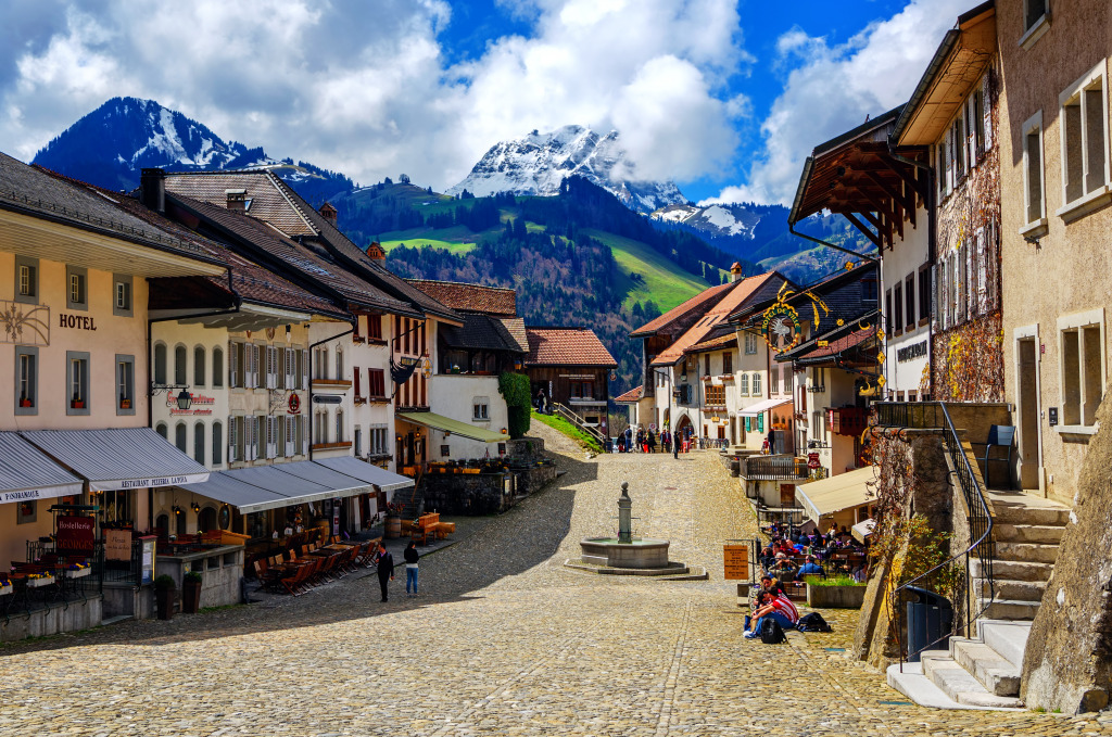 Old Town of Gruyères, Switzerland jigsaw puzzle in Puzzle of the Day puzzles on TheJigsawPuzzles.com