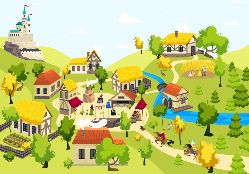 Medieval Village jigsaw puzzle in Kids Puzzles puzzles on TheJigsawPuzzles.com