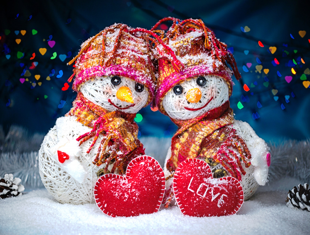 Snowmen in Love jigsaw puzzle in Valentine's Day puzzles on TheJigsawPuzzles.com