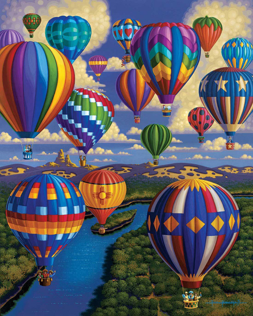 balloonfestival100piecepuzzledowdlefolkart1 jigsaw puzzle in Randi Lothamer puzzles on TheJigsawPuzzles.com