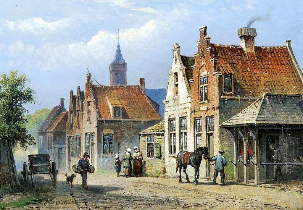 Sunny Street with a Blacksmith jigsaw puzzle in Piece of Art puzzles on TheJigsawPuzzles.com