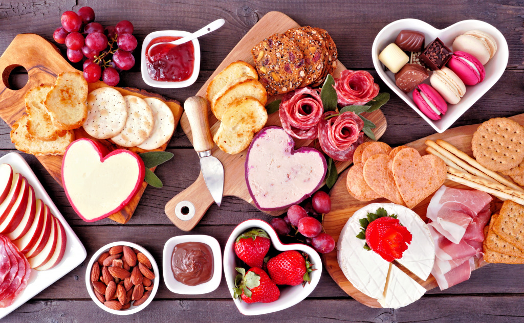 Valentine's Day Theme Charcuterie Table jigsaw puzzle in Food & Bakery puzzles on TheJigsawPuzzles.com