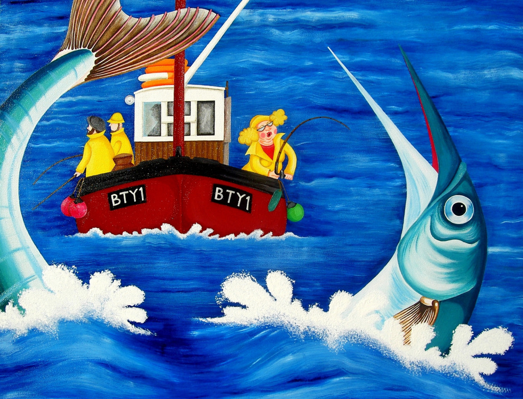 Betty Goes Sea Fishing jigsaw puzzle in Under the Sea puzzles on TheJigsawPuzzles.com