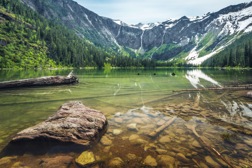 Avalanche Lake, Glacier National Park jigsaw puzzle in Waterfalls puzzles on TheJigsawPuzzles.com