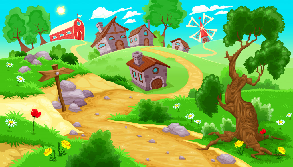 Countryside Landscape jigsaw puzzle in Kids Puzzles puzzles on TheJigsawPuzzles.com